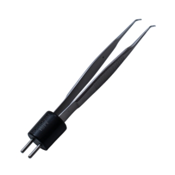 McPherson Style Bipolar Forceps, Angled 45 Degrees, 0.5mm Tip, 4mm Tying Platforms, 10mm High Polish Area, Overall Length 3-1/2" (89mm) 